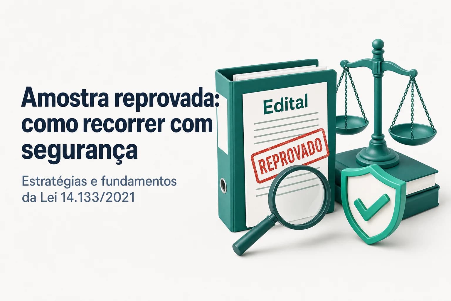 Documentos e amostras sobre uma mesa, representando processo de licitação