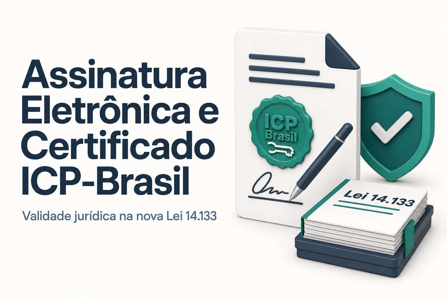 Documento digital com selo de certificação ICP-Brasil e ícone de licitação ao fundo