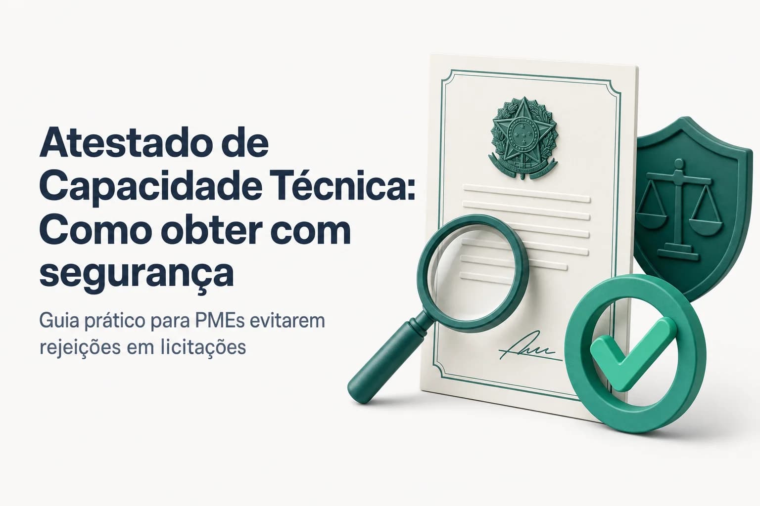Documento de atestado de capacidade técnica sobre mesa com caneta e carimbo.