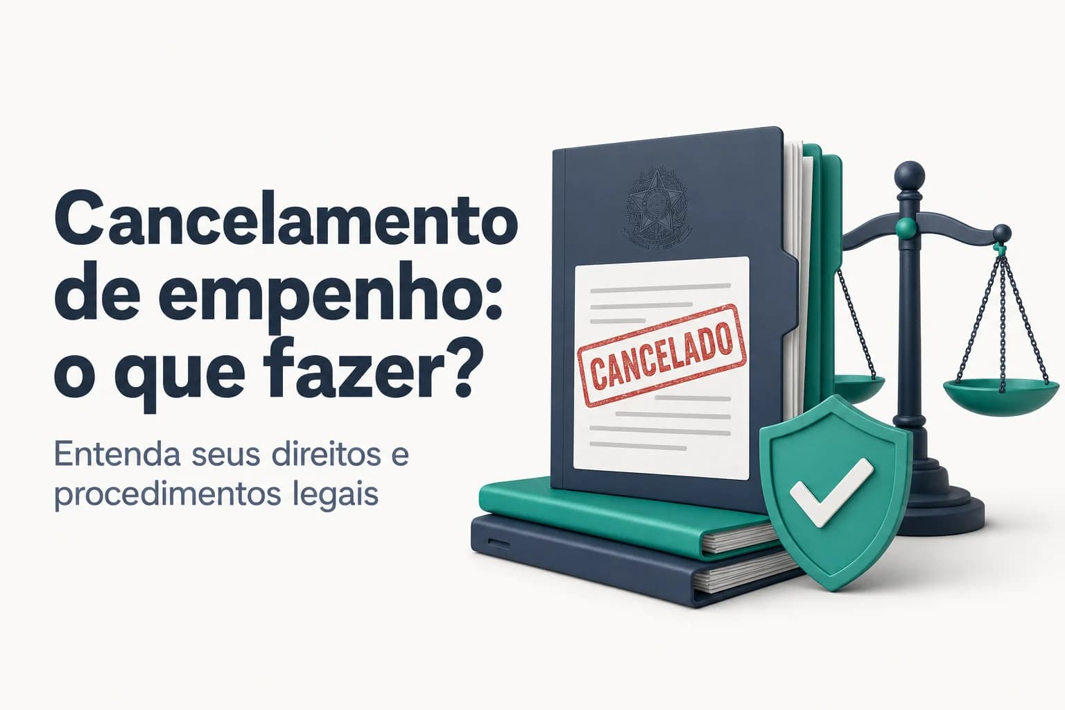 Documento de contrato com carimbo de cancelamento e cifrão riscado, ilustrando cancelamento de empenho