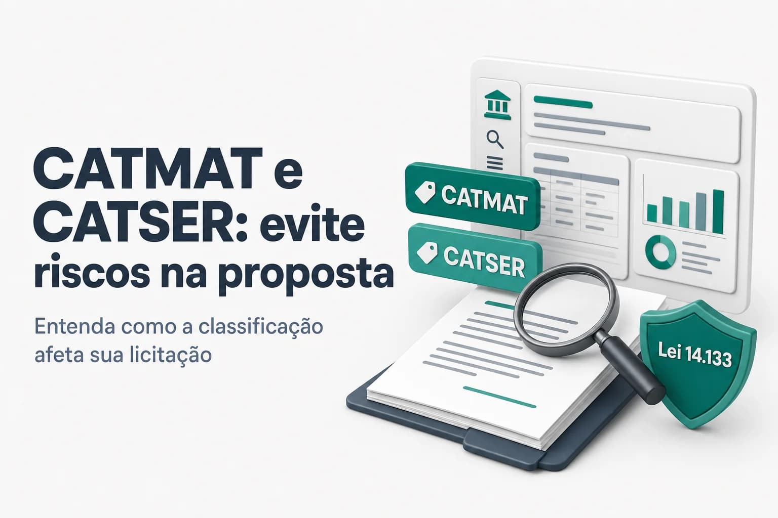 Ilustração dos catálogos CATMAT e CATSER do governo federal.