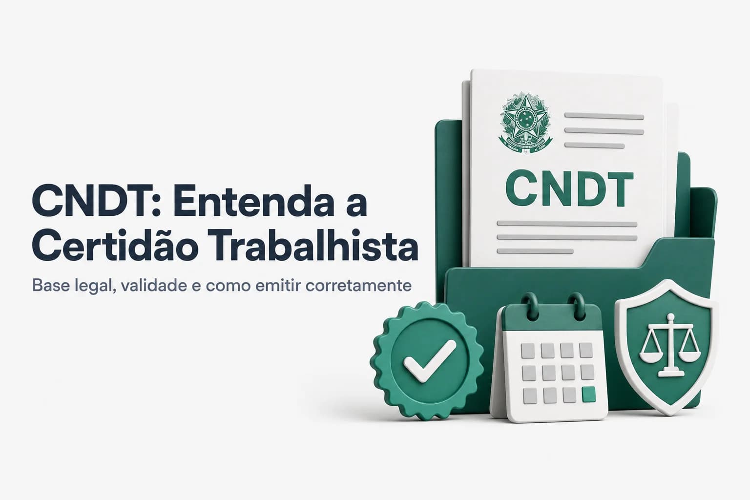 Ilustração da Certidão Negativa de Débitos Trabalhistas (CNDT) emitida pelo Tribunal Superior do Trabalho, com destaque para o selo de autenticação.