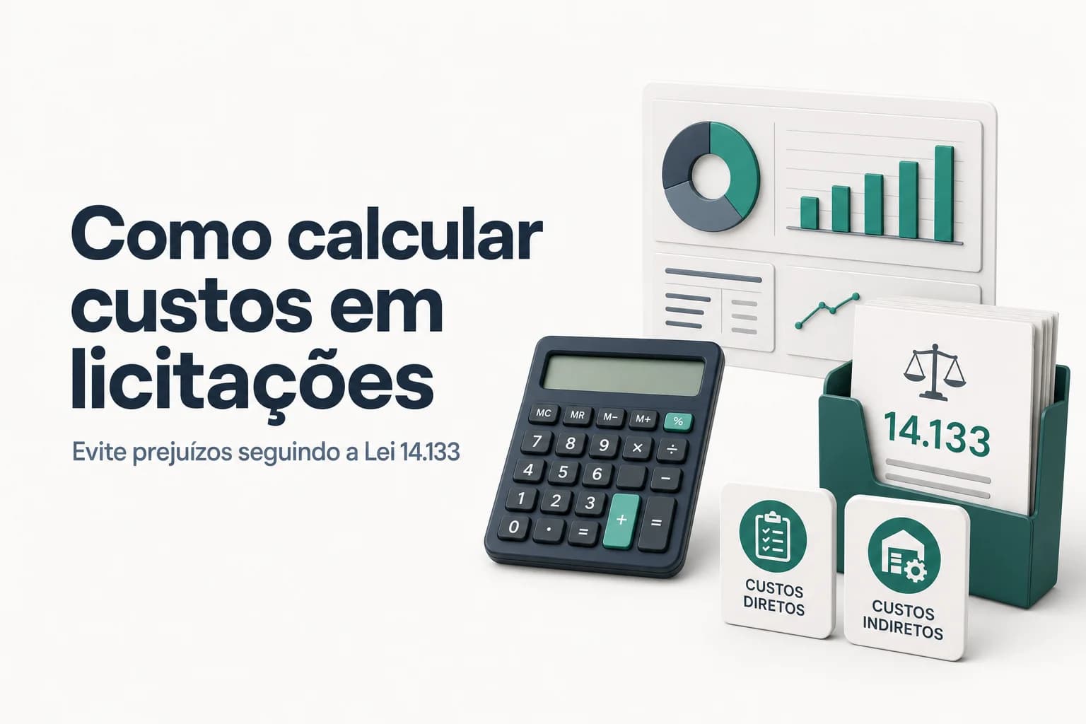 Planilha de cálculo de custos para licitação com gráficos de margem