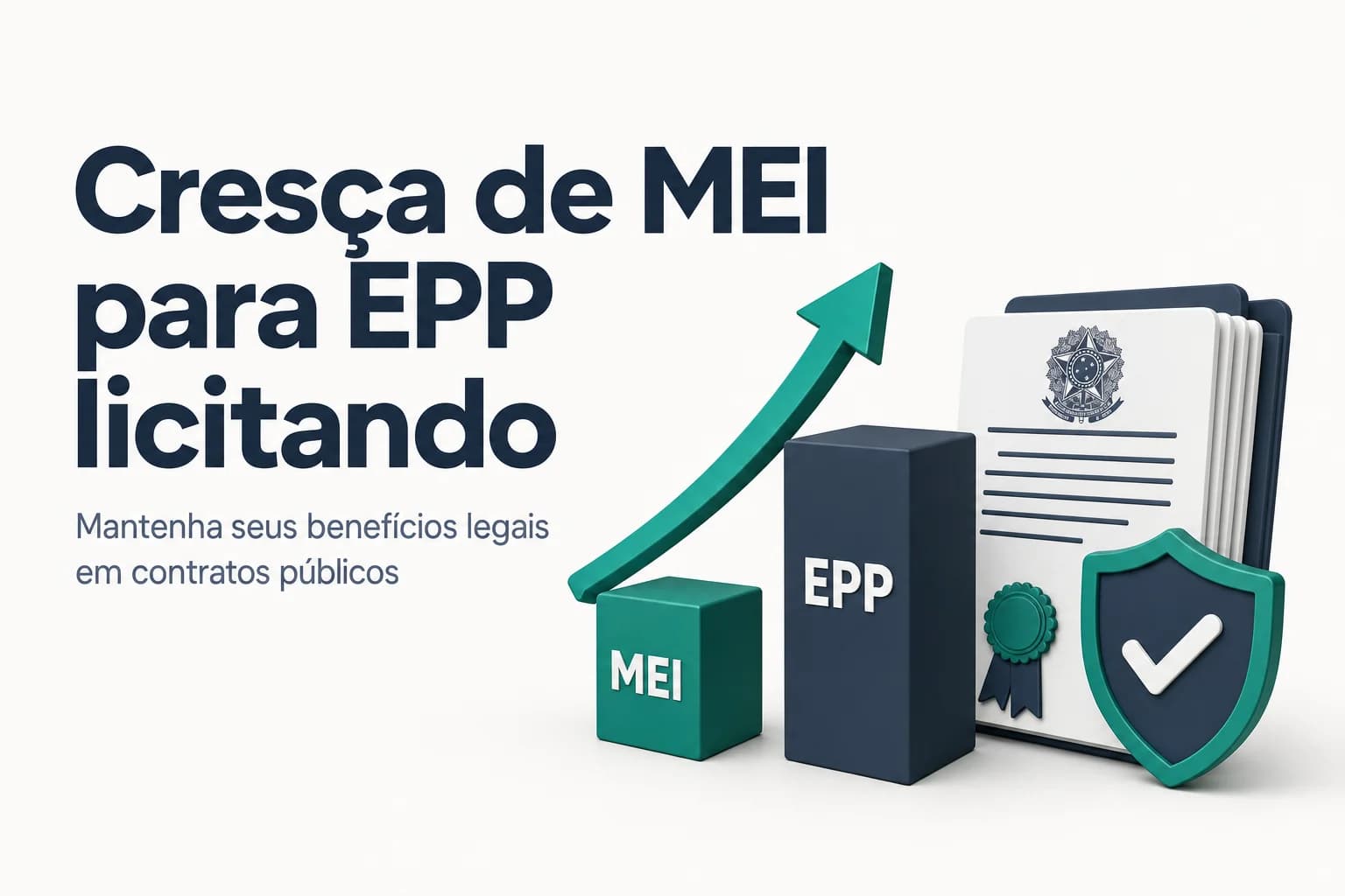 Gráfico mostrando a transição de faturamento do MEI (81 mil) para EPP (4,8 milhões) com selo de licitação.