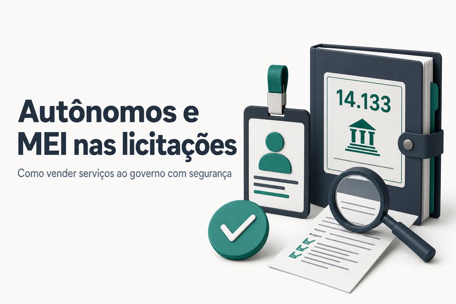 Profissional autônomo preparando documentos para participar de licitação pública.