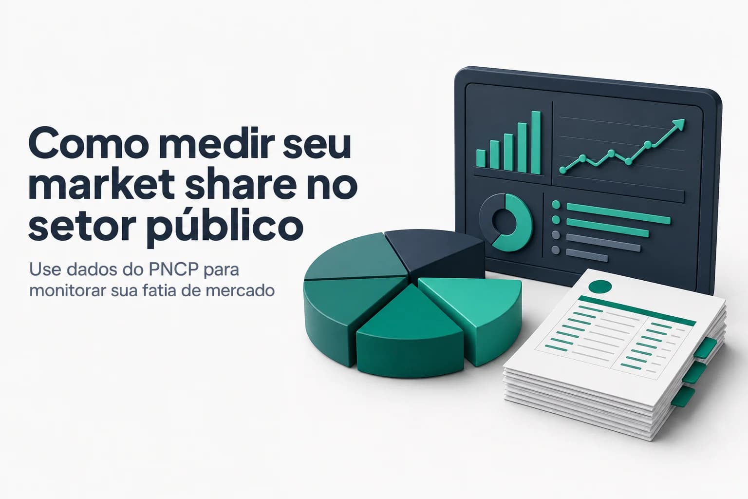 Gráfico de pizza mostrando a participação de empresas em licitações públicas, com destaque para um segmento.