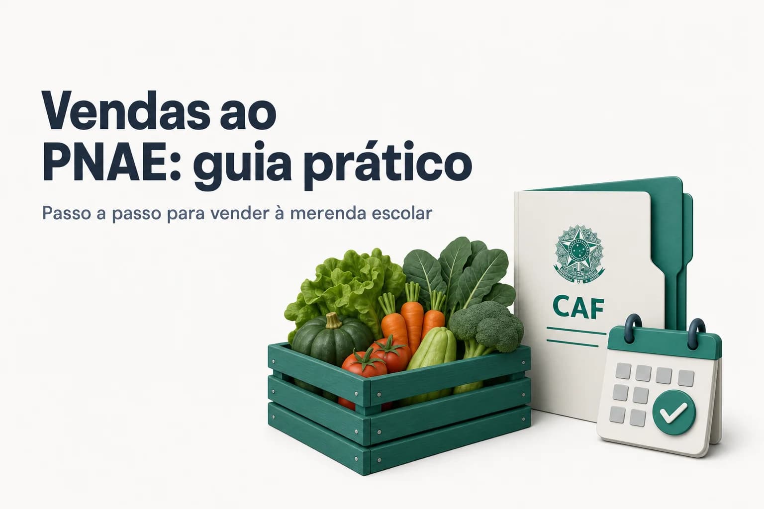 Agricultor familiar entregando verduras em escola, ilustrando a venda para o PNAE.