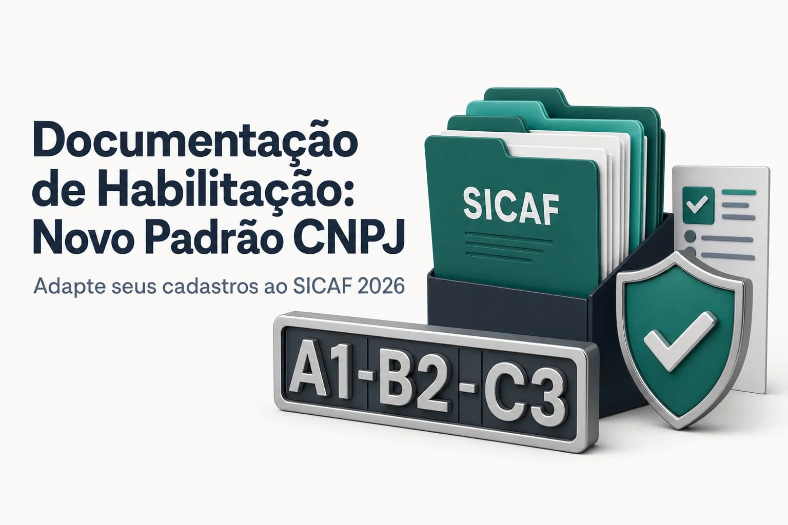 Documentos de habilitação organizados com o novo formato de CNPJ alfanumérico, com letras e números.