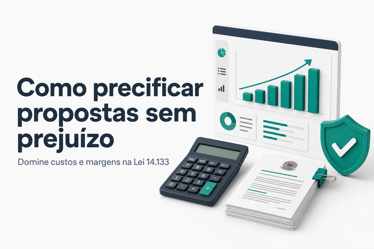 Gráfico de composição de custos e margem de lucro em proposta de licitação