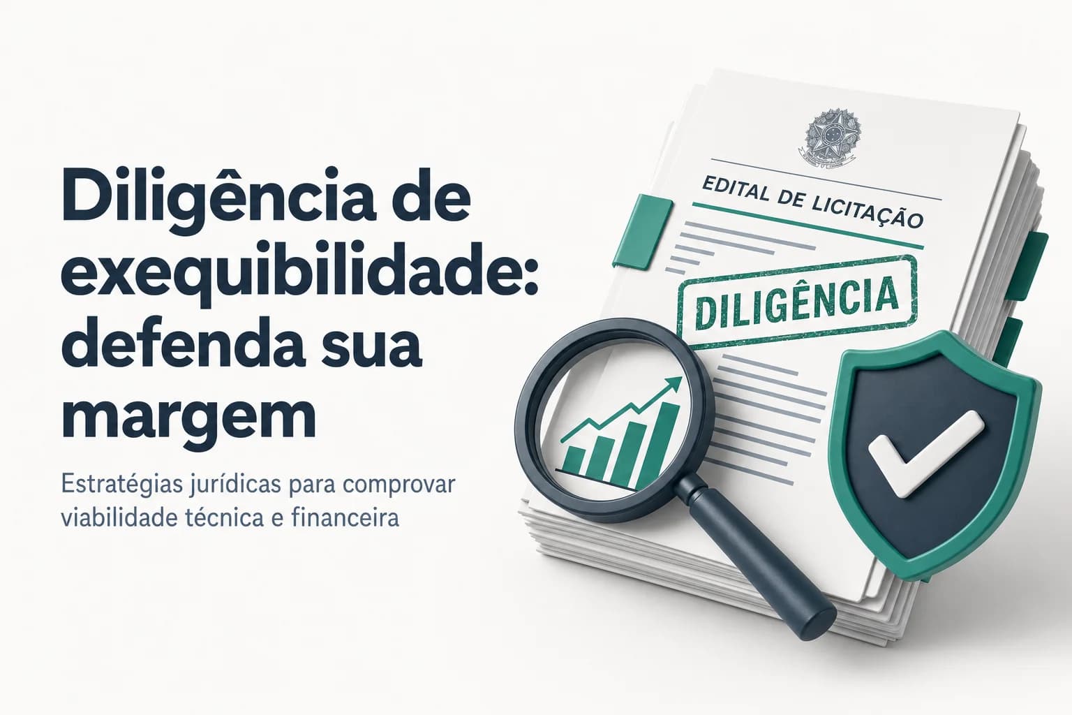 Documento com carimbo de diligência e calculadora sobreposta, representando a comprovação de viabilidade de proposta sem perda de margem.