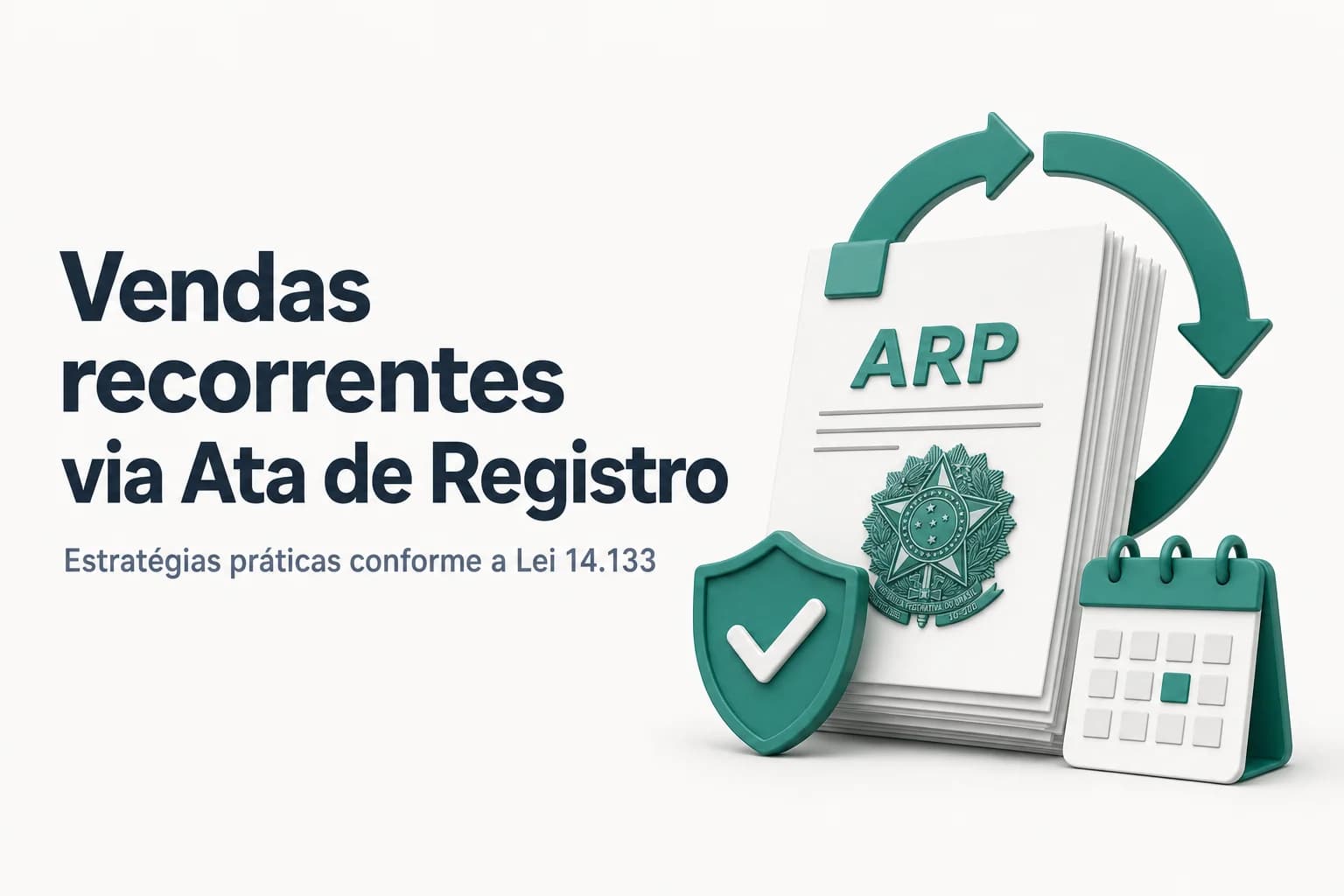 Documento com selo de ata de registro de preços e símbolo de governo, representando vendas recorrentes.