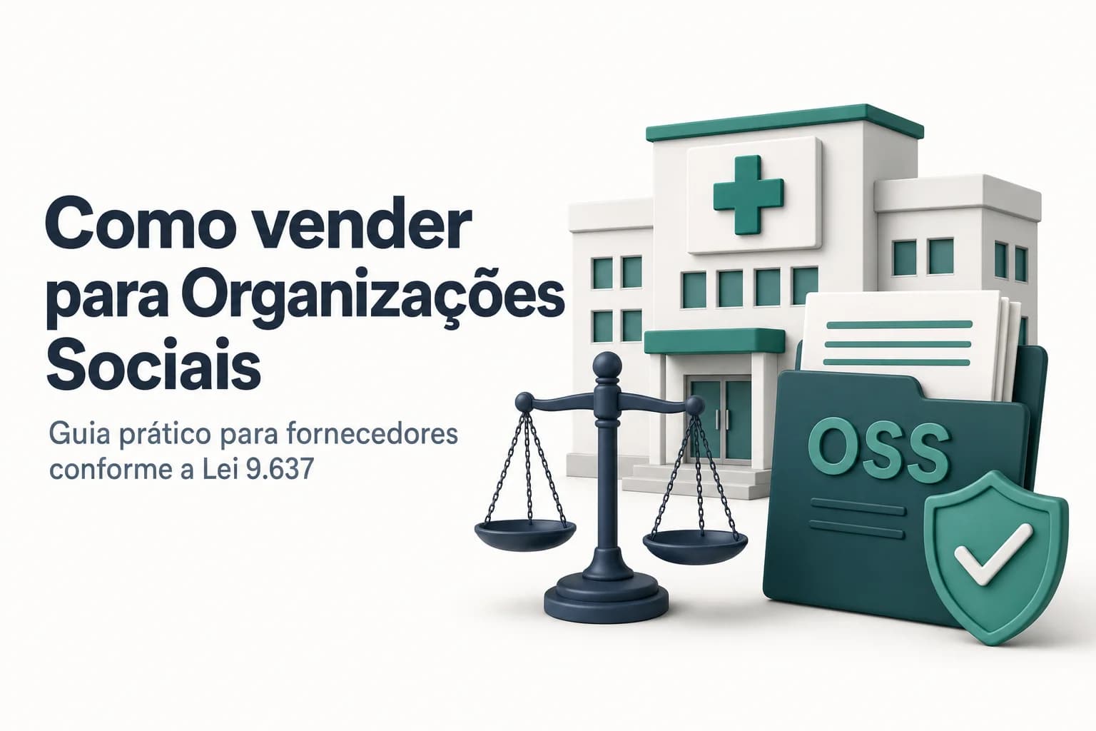 Gráfico ilustrando o fluxo de contratação de fornecedores por Organizações Sociais de Saúde, com etapas de cadastro, cotação e contratação.