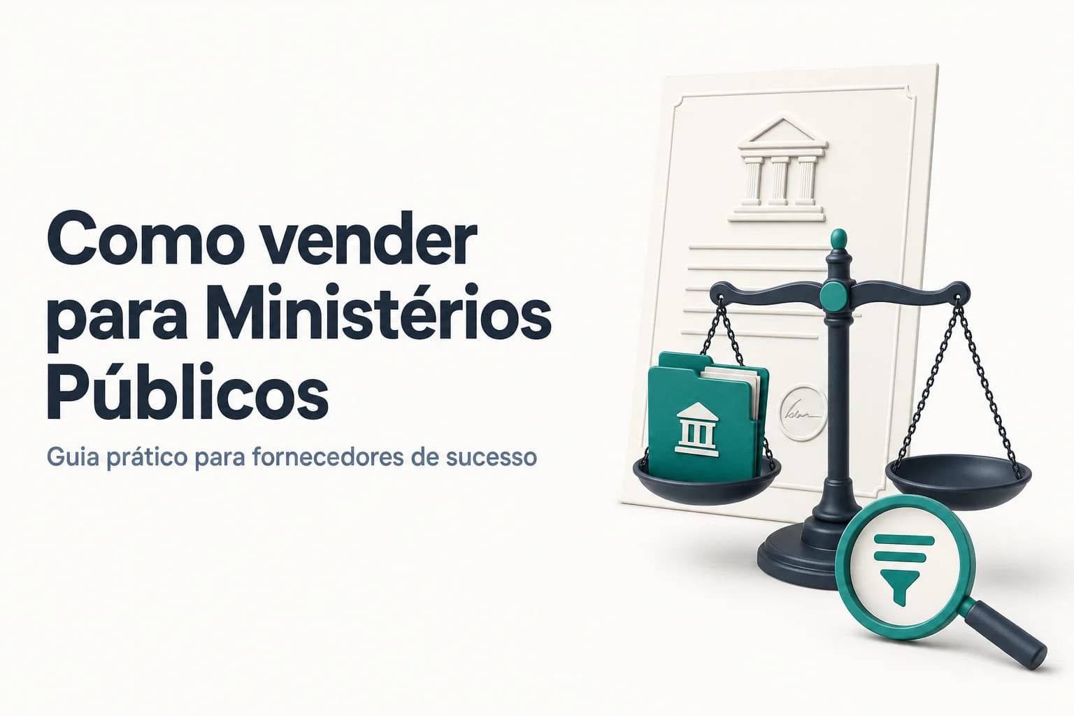Fachada de um Ministério Público estadual com a bandeira do Brasil ao lado, representando vendas ao governo.