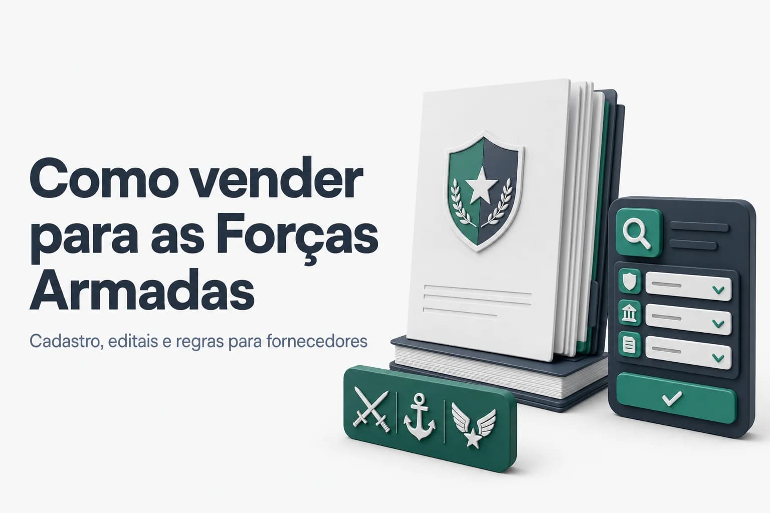 Guia prático para vender para o Exército, Marinha e Aeronáutica: credenciamento SICAF, busca de editais e legislação aplicável.