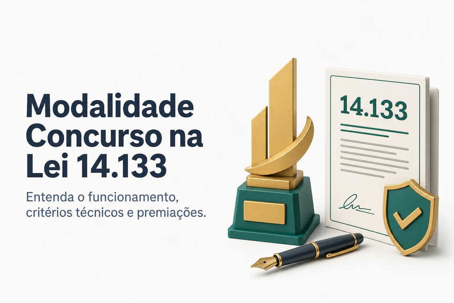 Ilustração de um edital de licitação com foco na modalidade concurso, destacando a escolha de trabalho técnico, científico ou artístico.