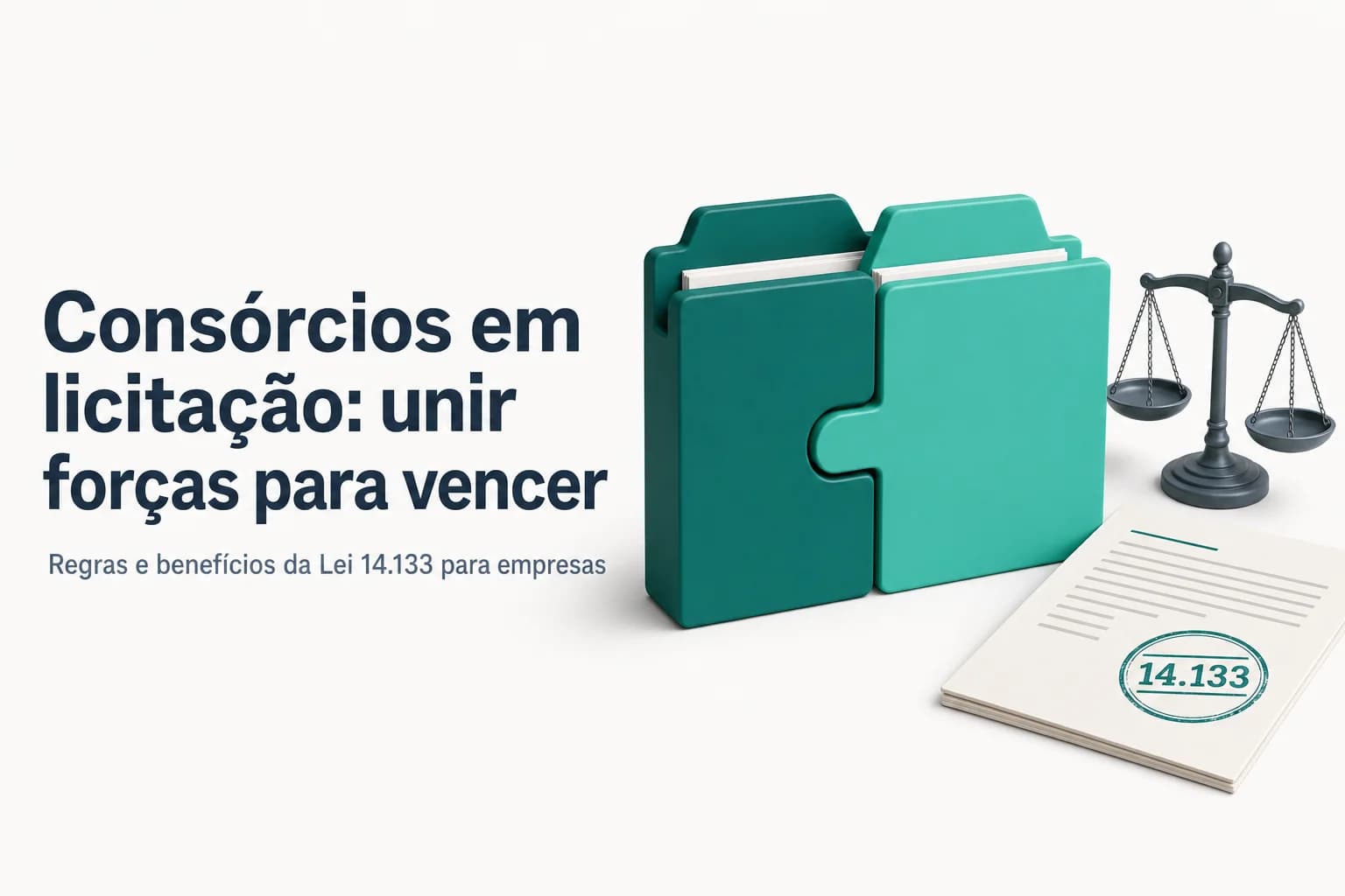 Ilustração de aperto de mãos entre duas empresas representando consórcio em licitação.
