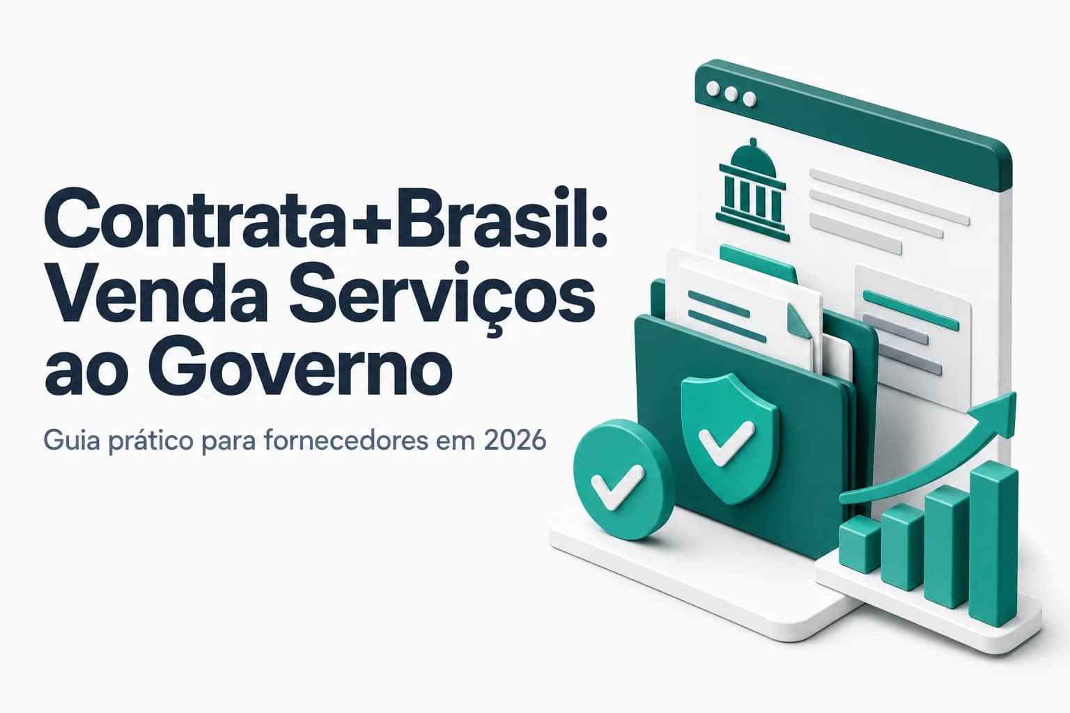 Ilustração da plataforma Contrata+Brasil mostrando conexão entre fornecedor e governo