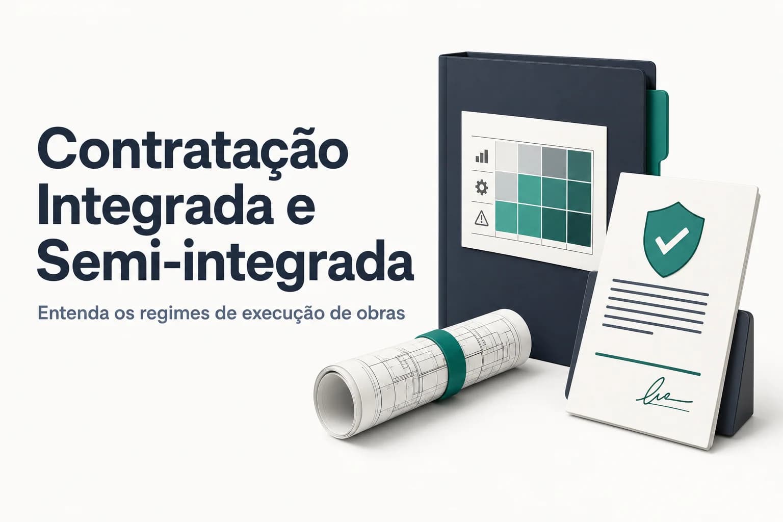 Dois diagramas de obras: um com anteprojeto e detalhamento completo pelo contratado (integrada), outro com projeto básico da Administração e executivo pelo contratado (semi-integrada).