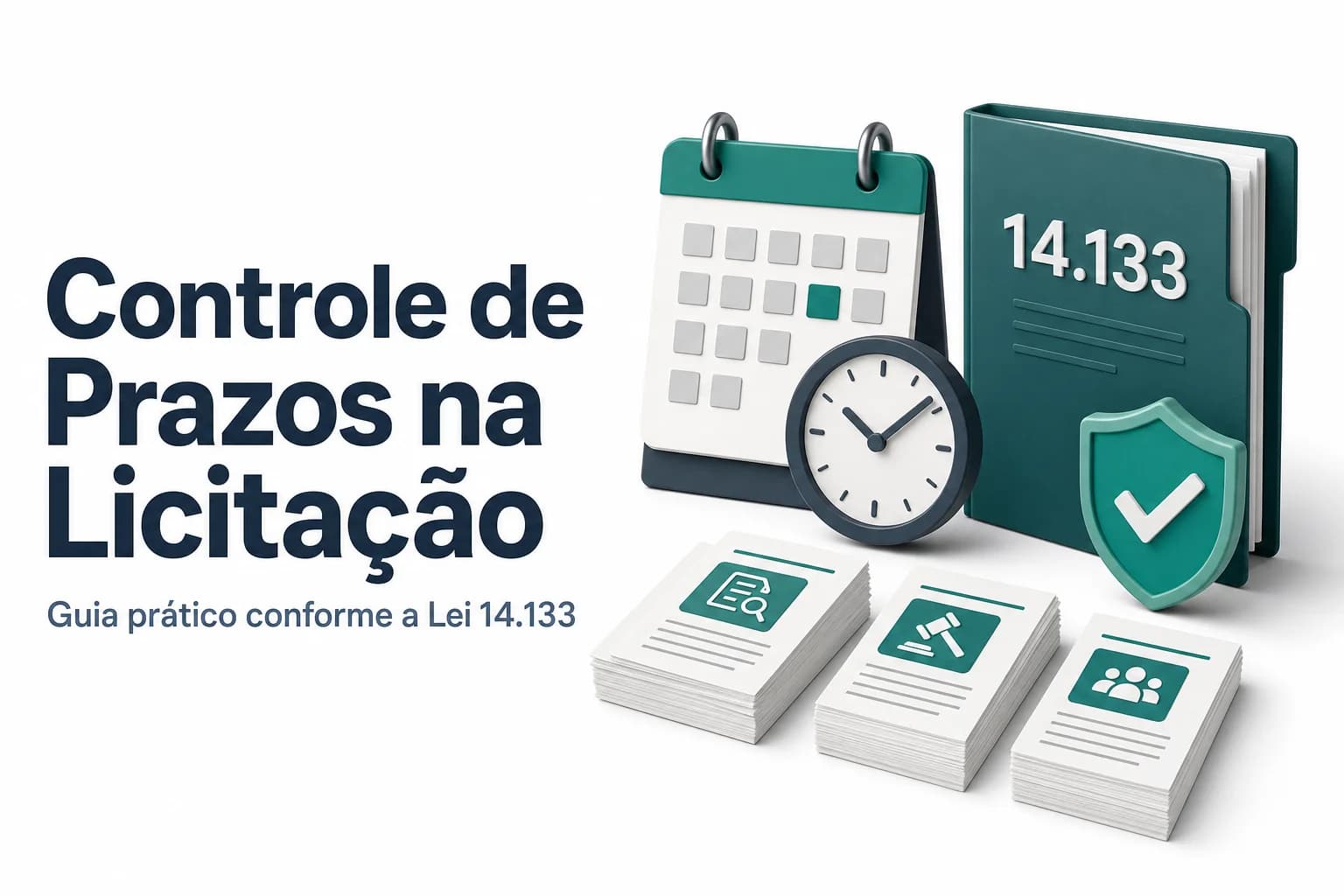Infográfico com prazos de impugnação, proposta, recurso e entrega na Lei 14.133/2021