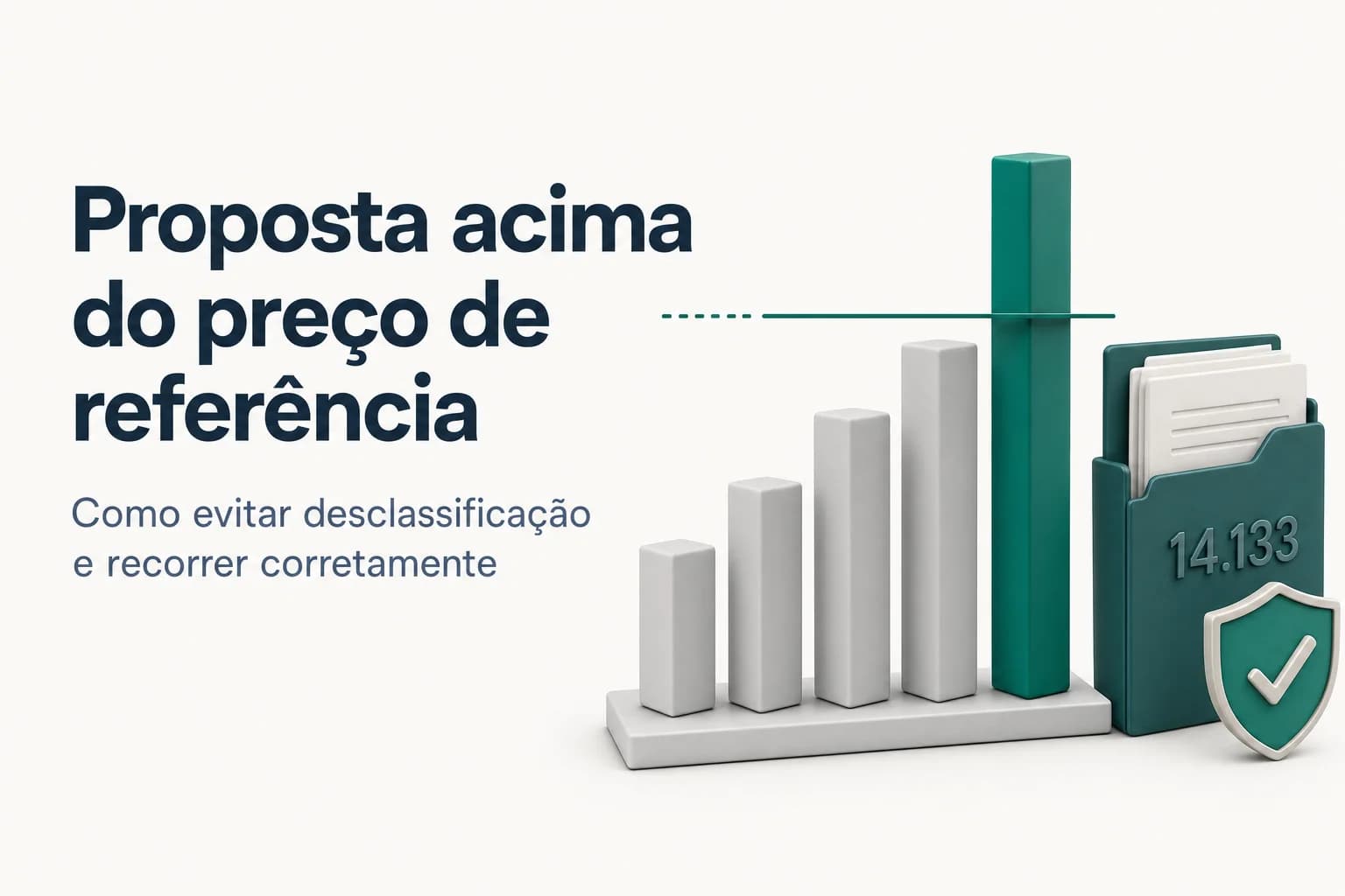 Gráfico de barras mostrando proposta acima da linha do preço estimado, com indicador de desclassificação
