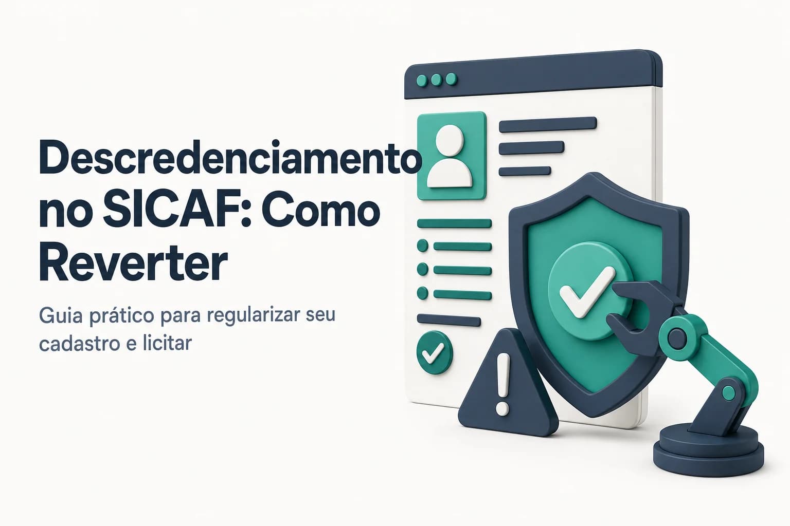 Tela do SICAF exibindo alerta de descredenciamento ao lado de documentos de regularização.