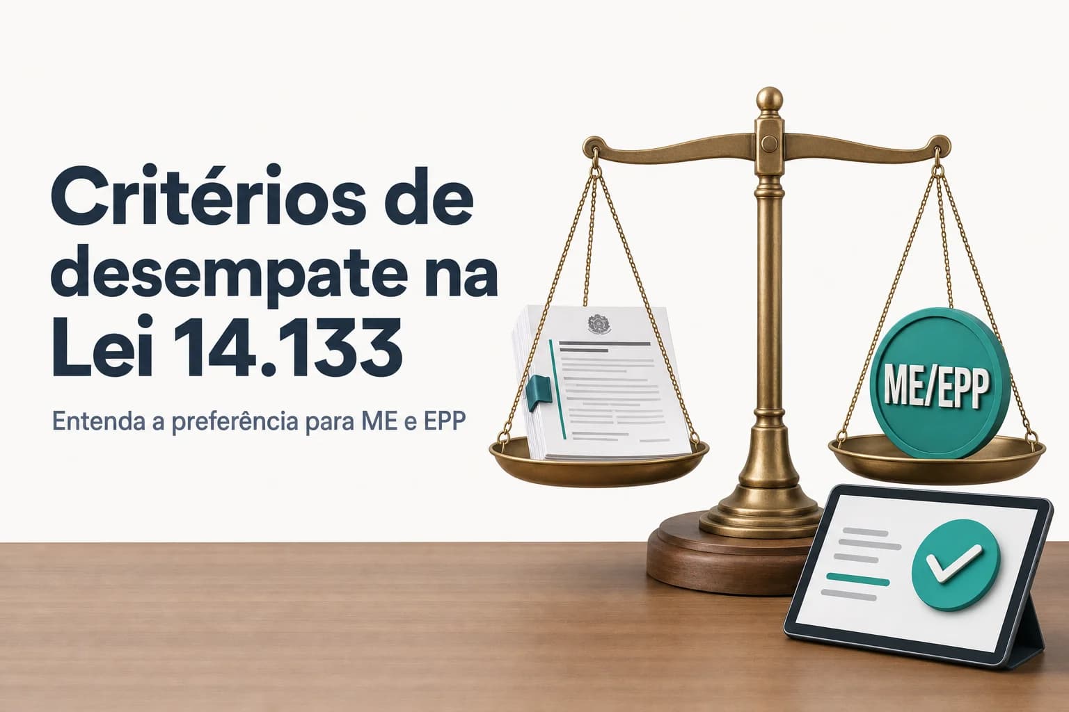 Ilustração dos critérios de desempate e preferência para ME/EPP na Lei 14.133/2021