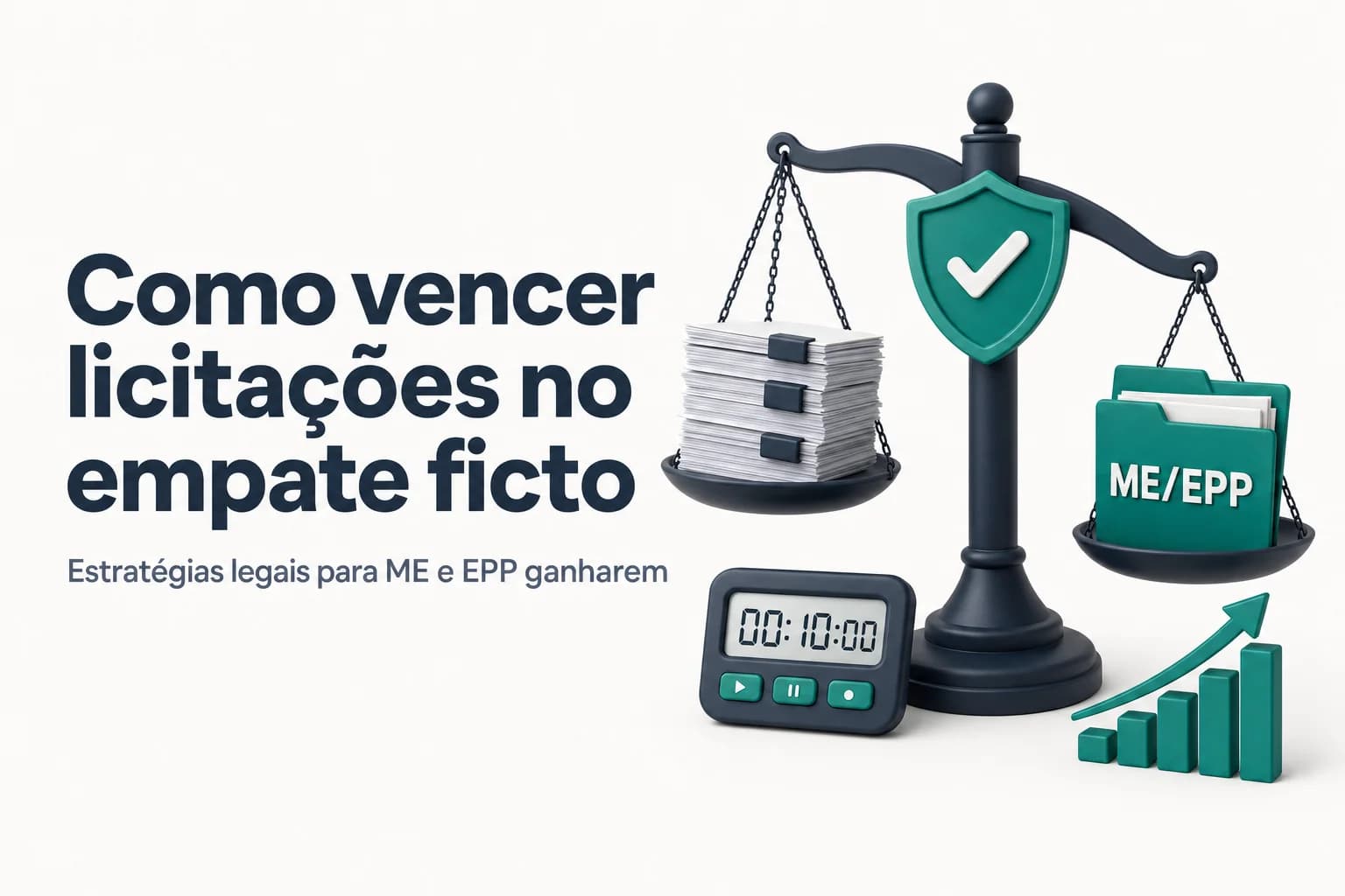 Ilustração comparando propostas de empresas em licitação com destaque para a margem de empate ficto de ME e EPP.