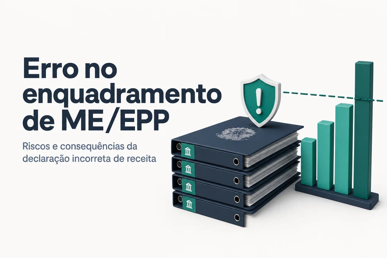 Ilustração de uma empresa de pequeno porte com selo de ME/EPP sendo analisada por um fiscal.