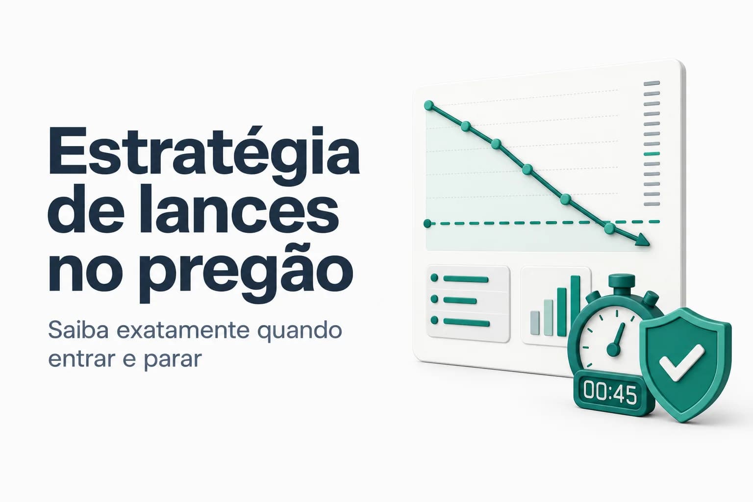 Gráfico de lances em pregão eletrônico mostrando momento de entrada e parada com indicadores de preço mínimo e exequibilidade.