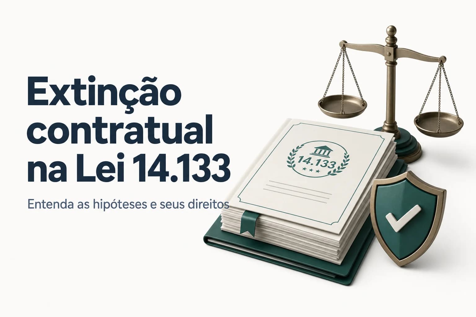 Ilustração de um contrato sendo cancelado com carimbo de extinção, representando o art. 137 da Lei 14.133/2021