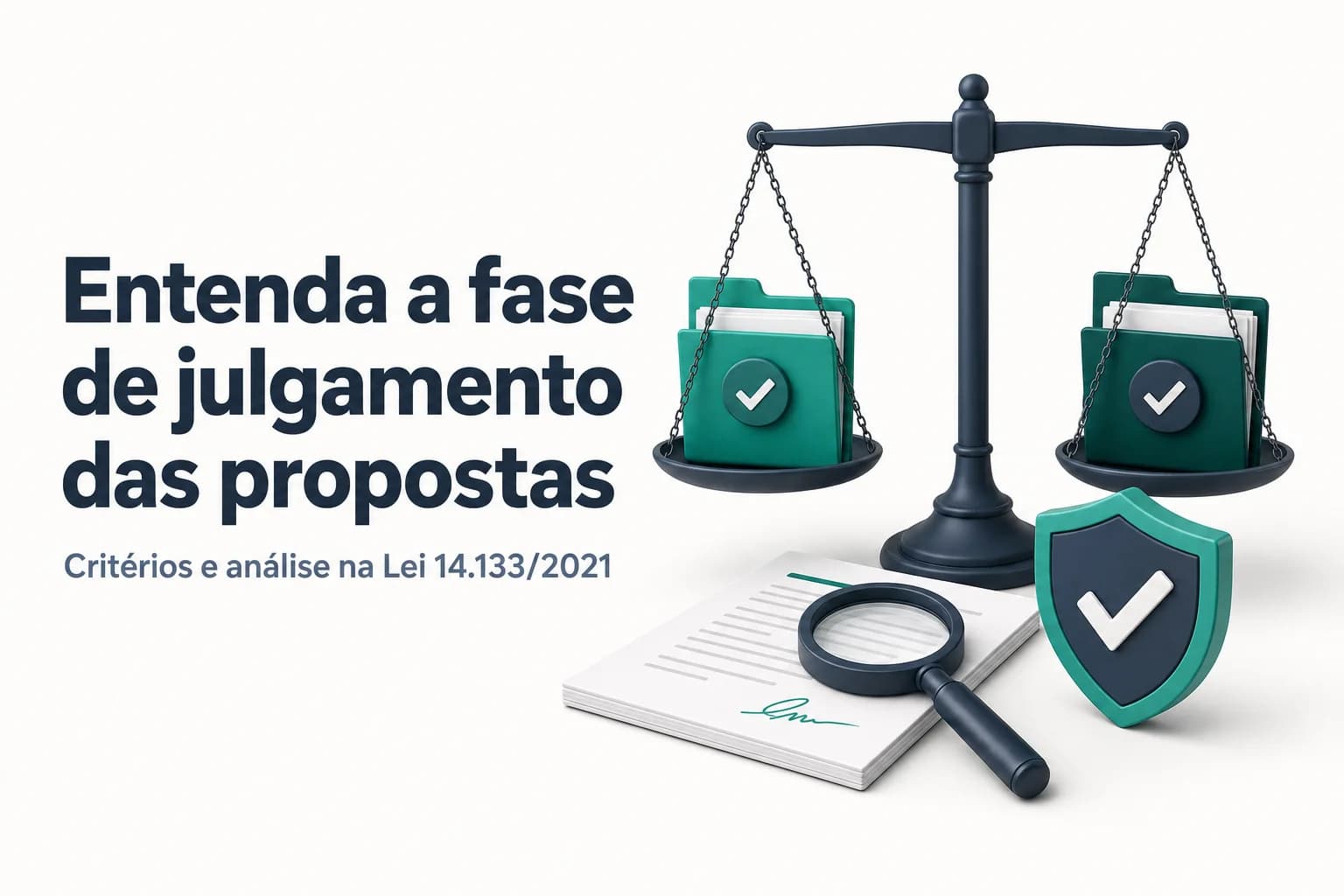 Esquema da fase de julgamento na Lei 14.133/2021 com critérios e ordens de análise