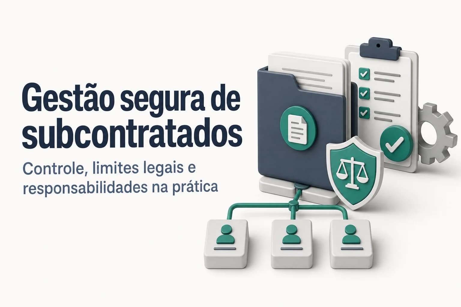 Ilustração de gestão de subcontratados em contratos públicos com controle e responsabilidade