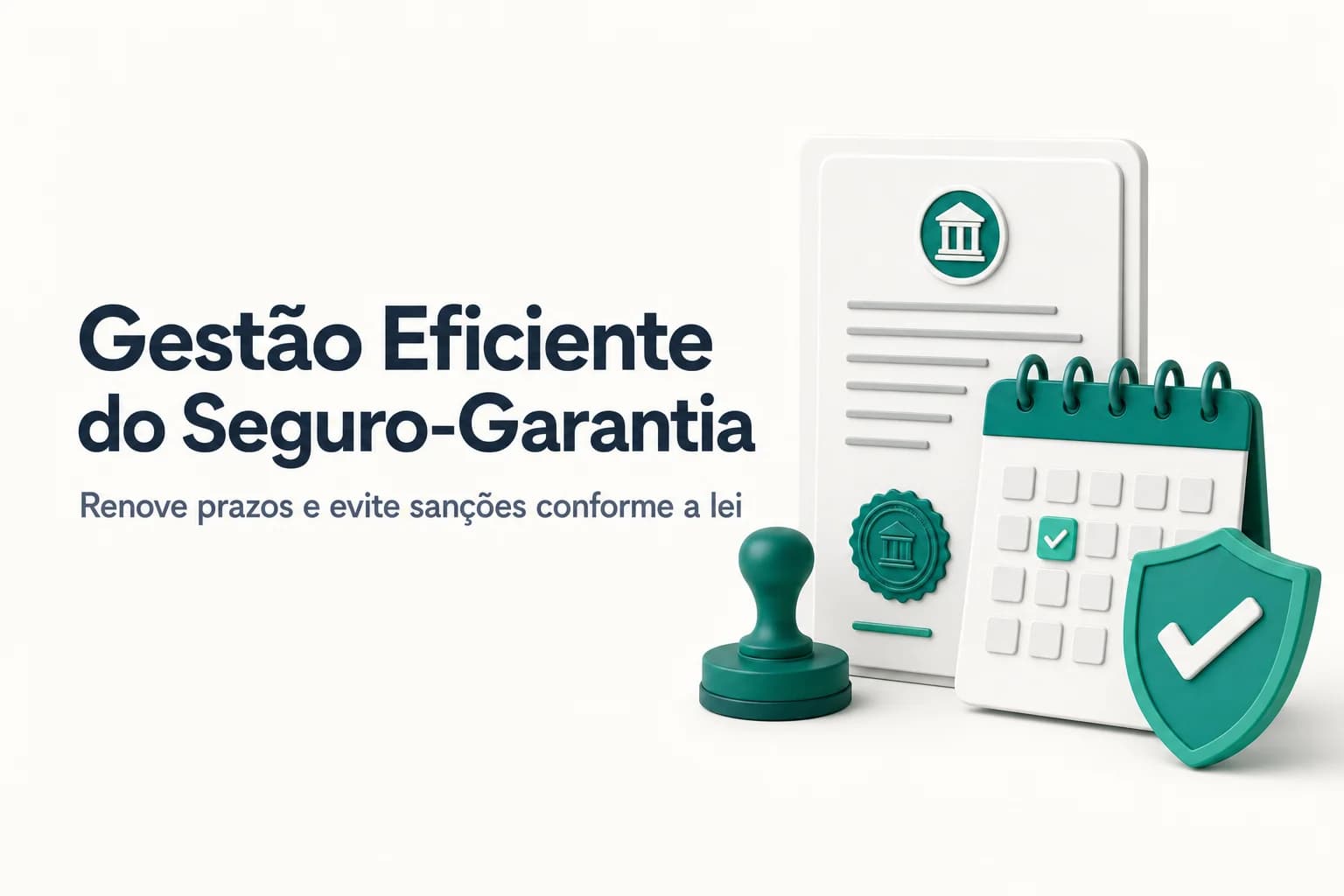 Cartão de lembretes com calendário e apólice de seguro-garantia, destacando prazos de renovação.