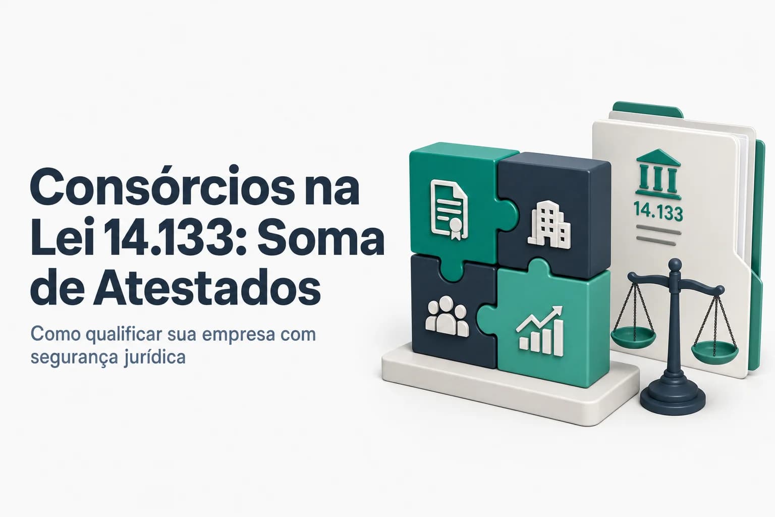 Ilustração de consórcio de empresas em processo licitatório