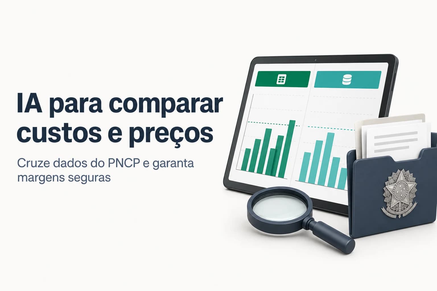 Gráfico de comparação entre custo planejado e preço de referência do PNCP com destaque para margem segura