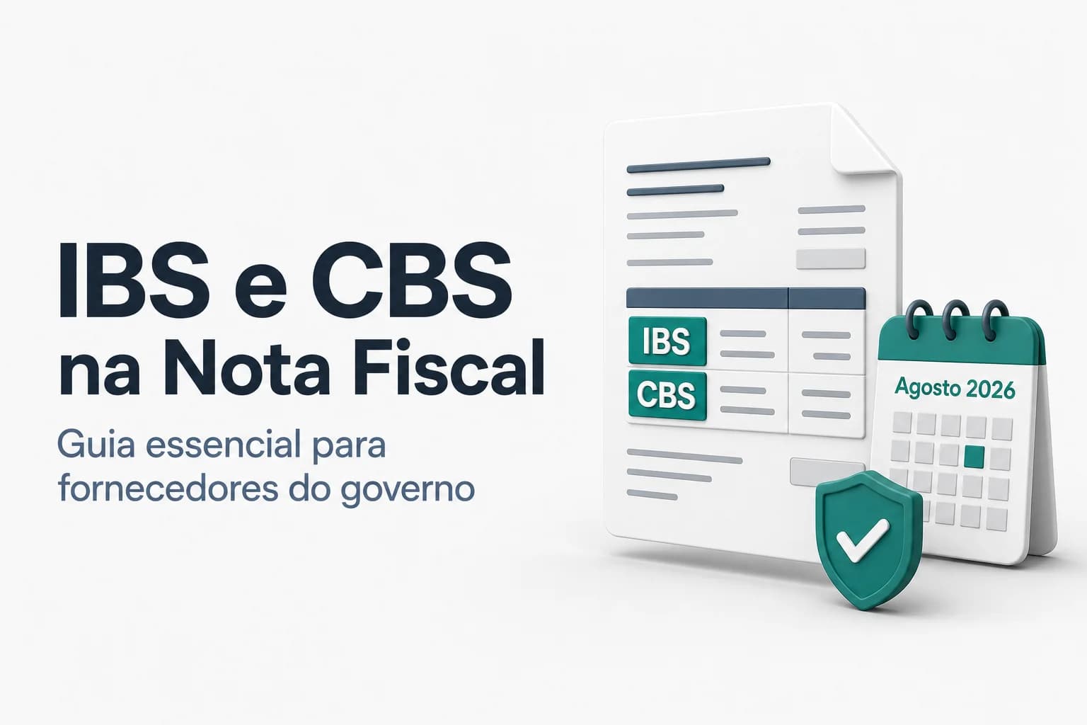 Ilustração de nota fiscal eletrônica com destaque para os campos IBS e CBS a partir de agosto de 2026