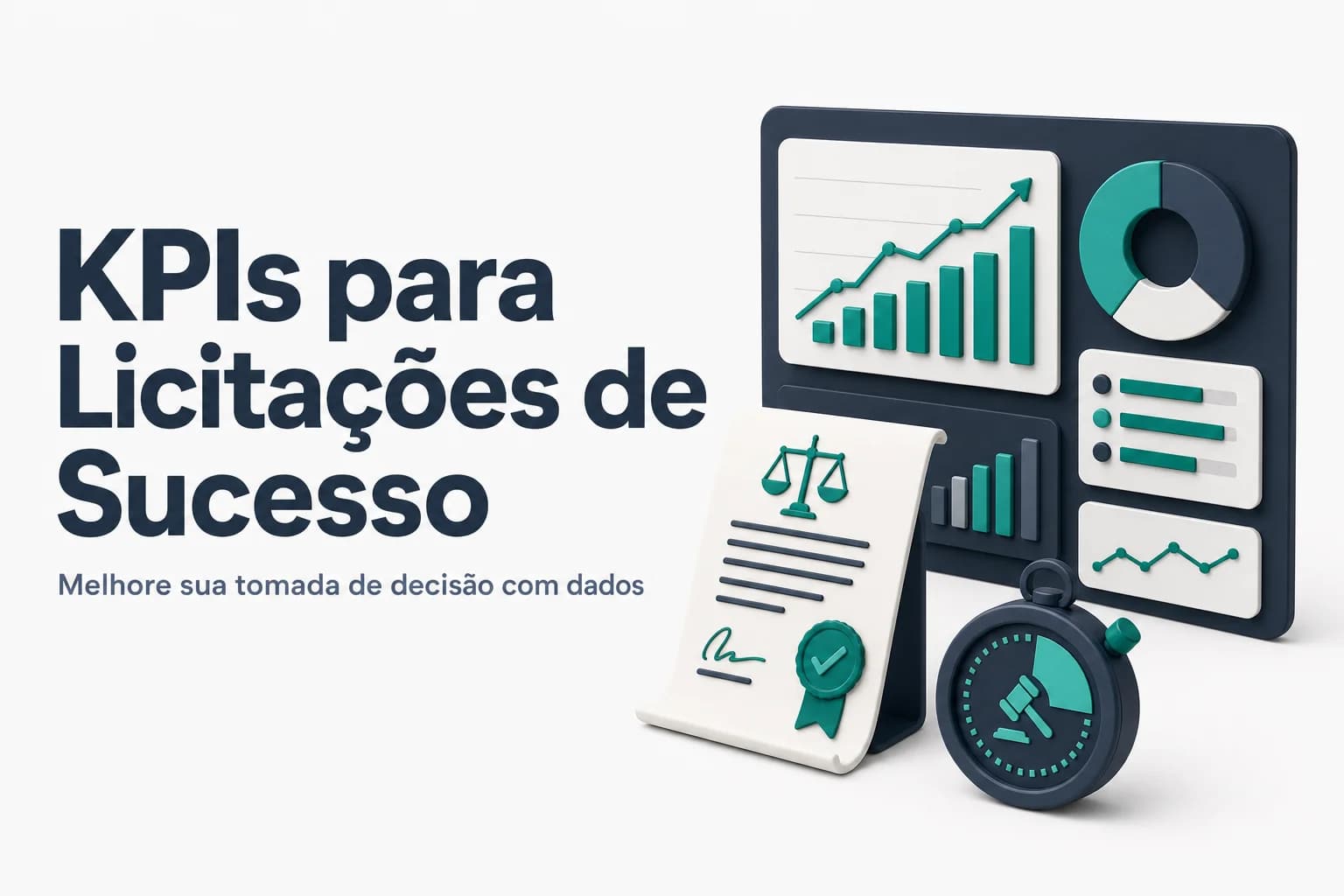 Infográfico com indicadores de desempenho para operações de licitações públicas.