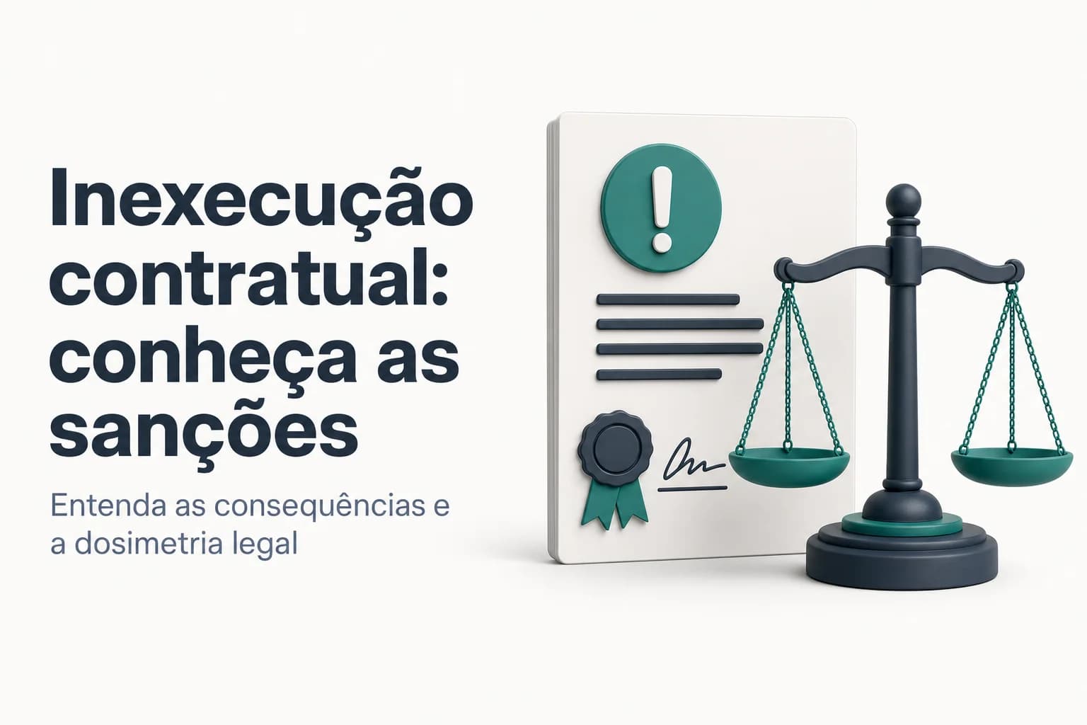 Ilustração de um contrato sendo rompido ao meio, simbolizando a inexecução contratual na Lei 14.133/2021