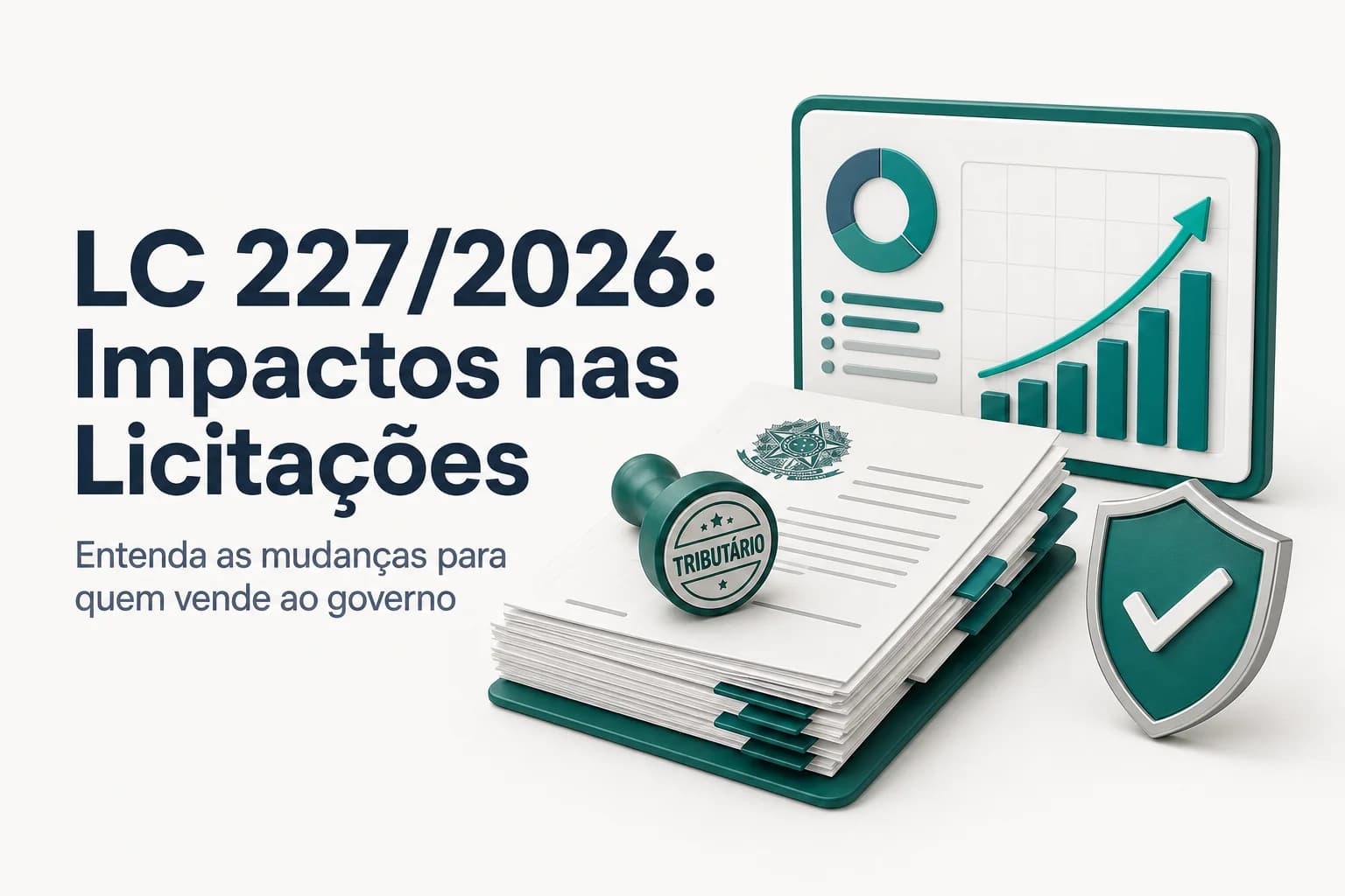 Ilustração da Lei Complementar 227/2026 e o Comitê Gestor do IBS com gráficos de transição tributária.