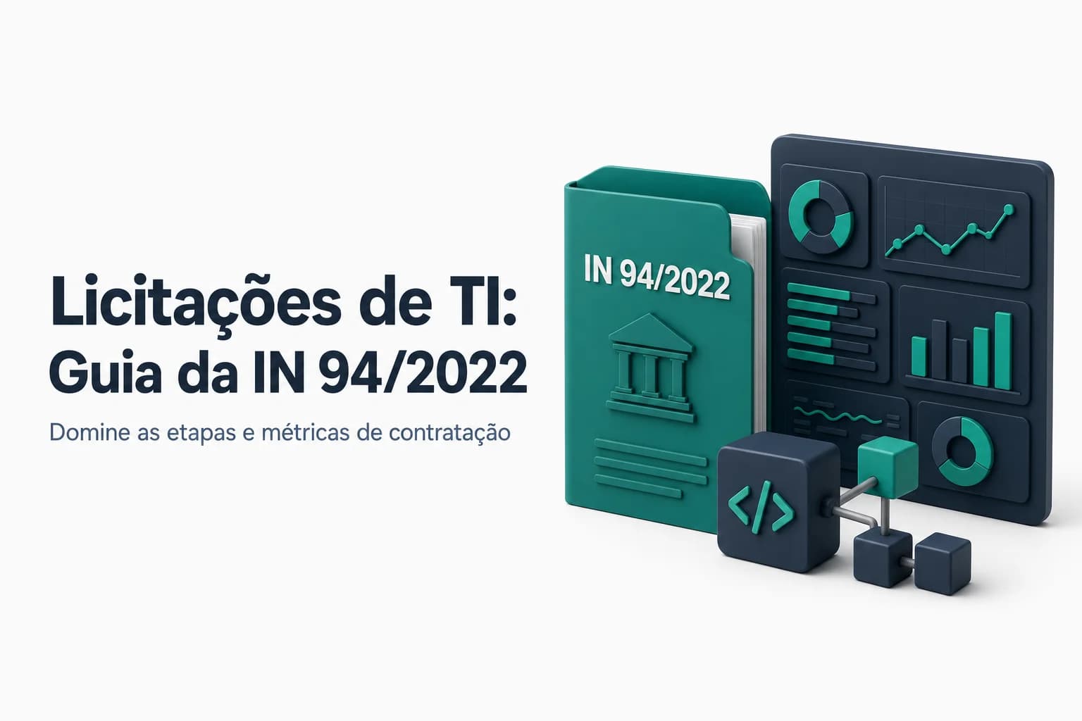 Mulher analisando gráficos de métricas de software em um tablet, com documentos de licitação ao lado