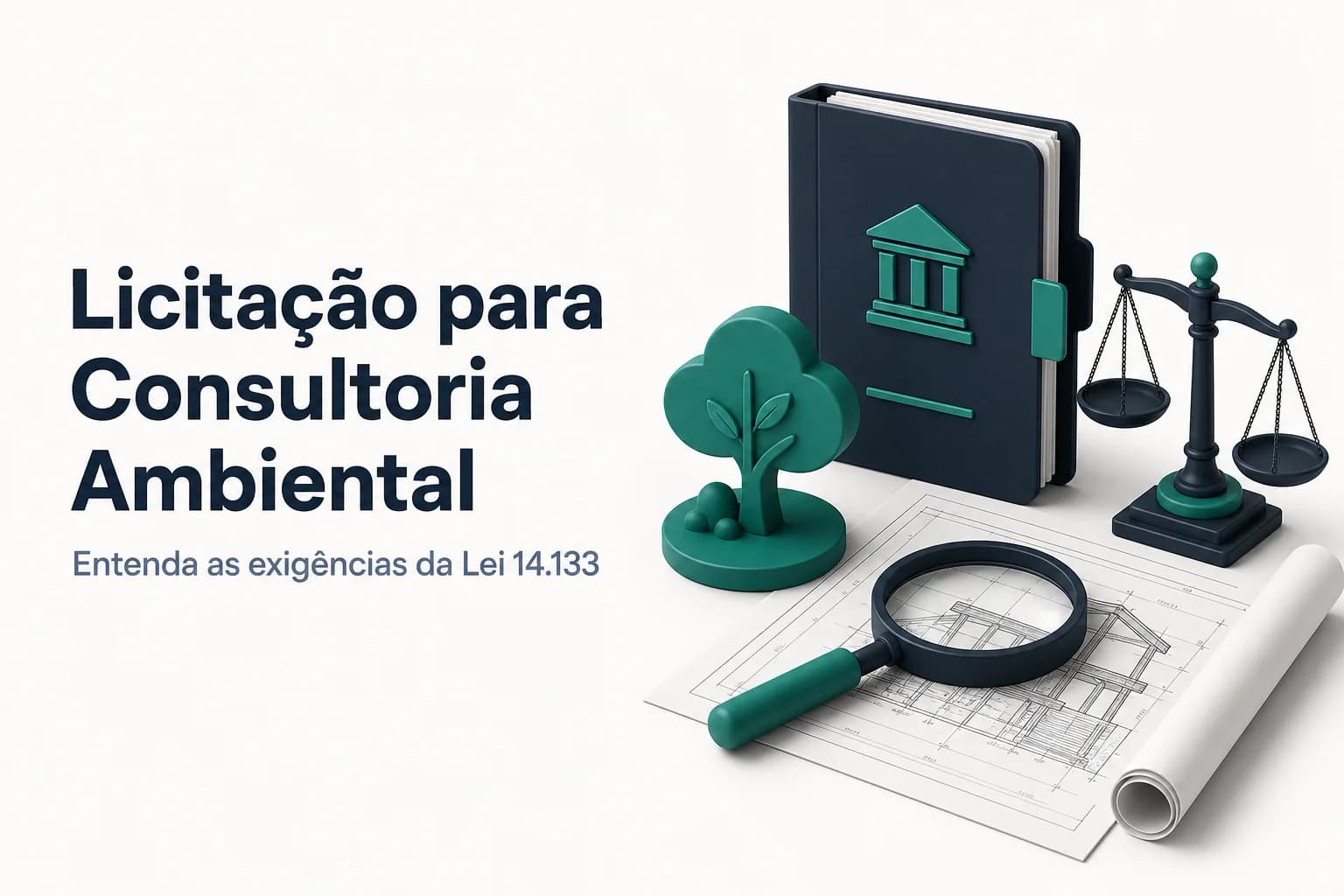 Profissional analisando documento de licenciamento ambiental em obra pública.