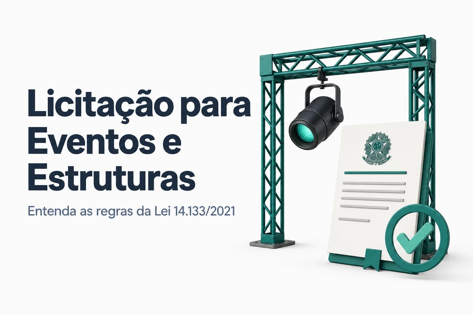 Evento corporativo com palco e estrutura de som, representando serviços comuns contratados via pregão eletrônico.