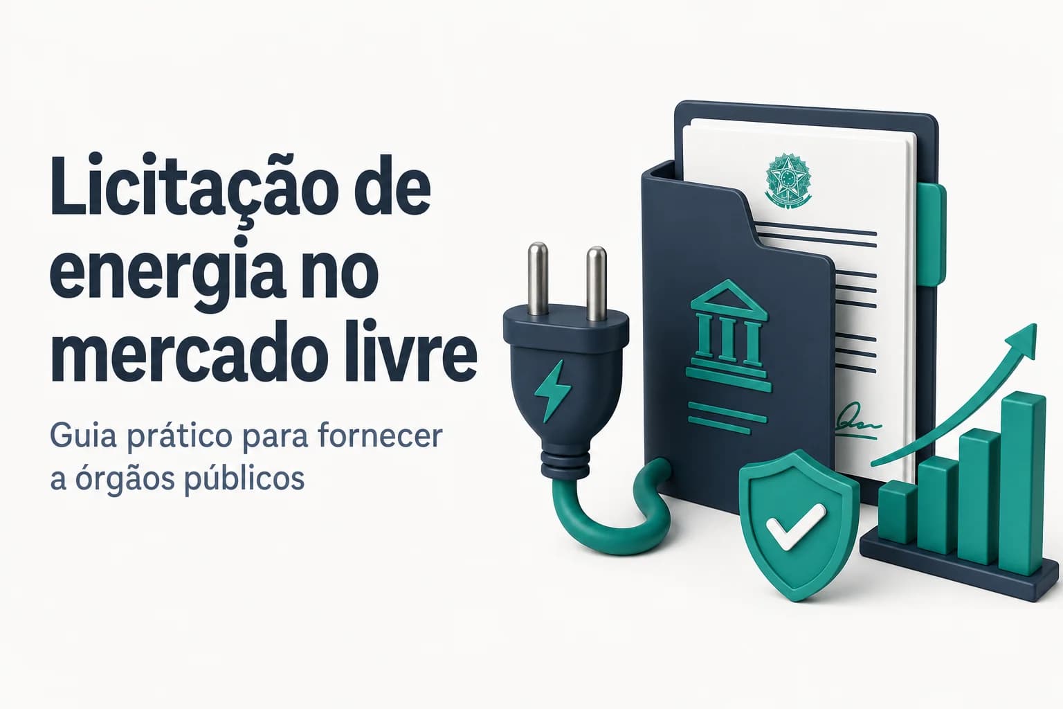 Gráfico mostrando o processo de licitação de energia elétrica no mercado livre, com etapas de planejamento, edital e contratação.