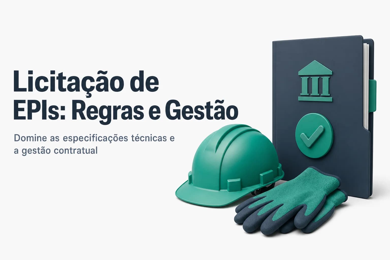 Imagem ilustrativa de equipamentos de proteção individual (EPIs) como capacete, luvas e óculos de segurança sobre uma bancada.