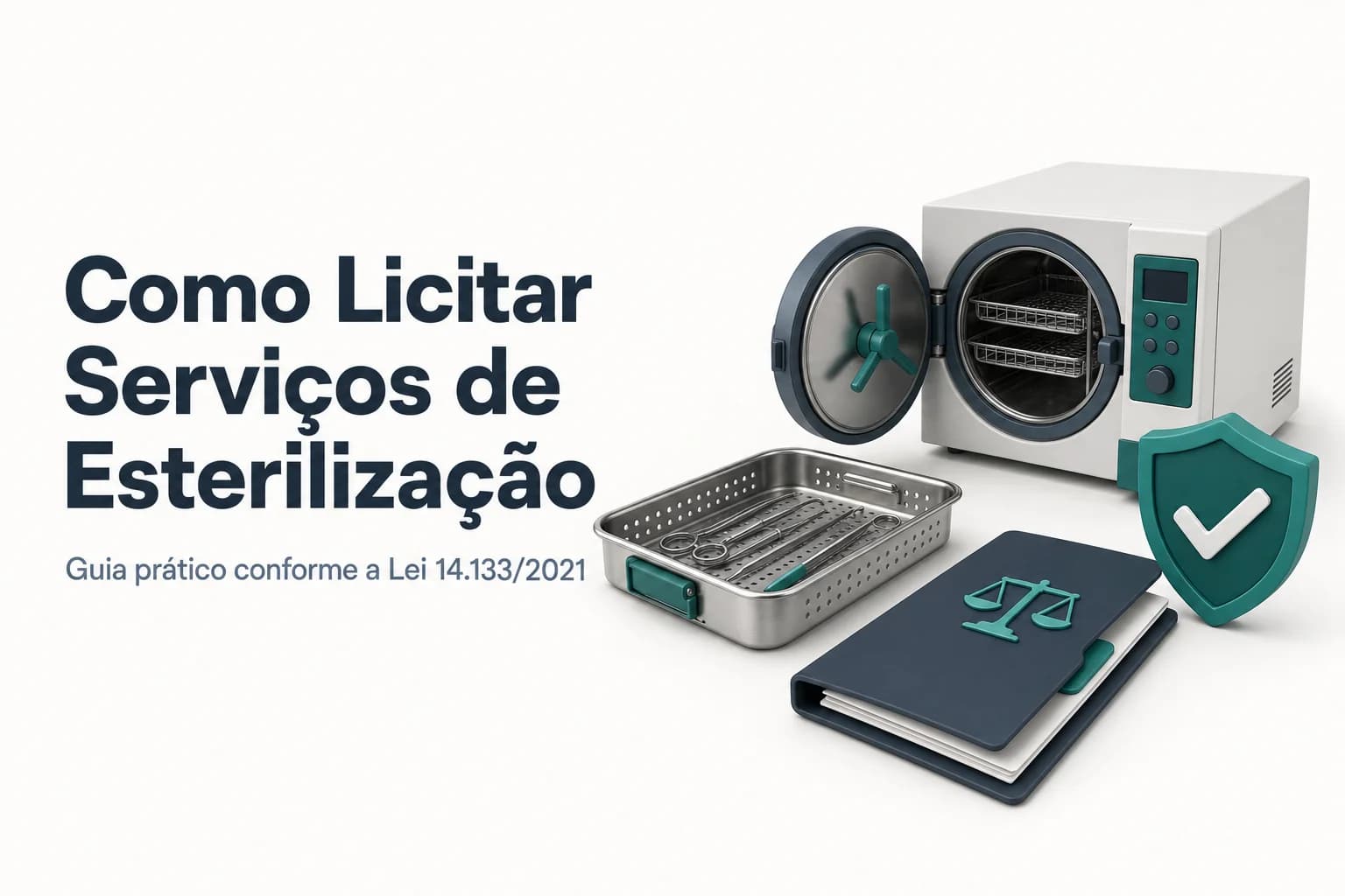 Bandeja cirúrgica esterilizada sendo retirada de autoclave, representando o serviço de CME terceirizado em ambiente hospitalar.