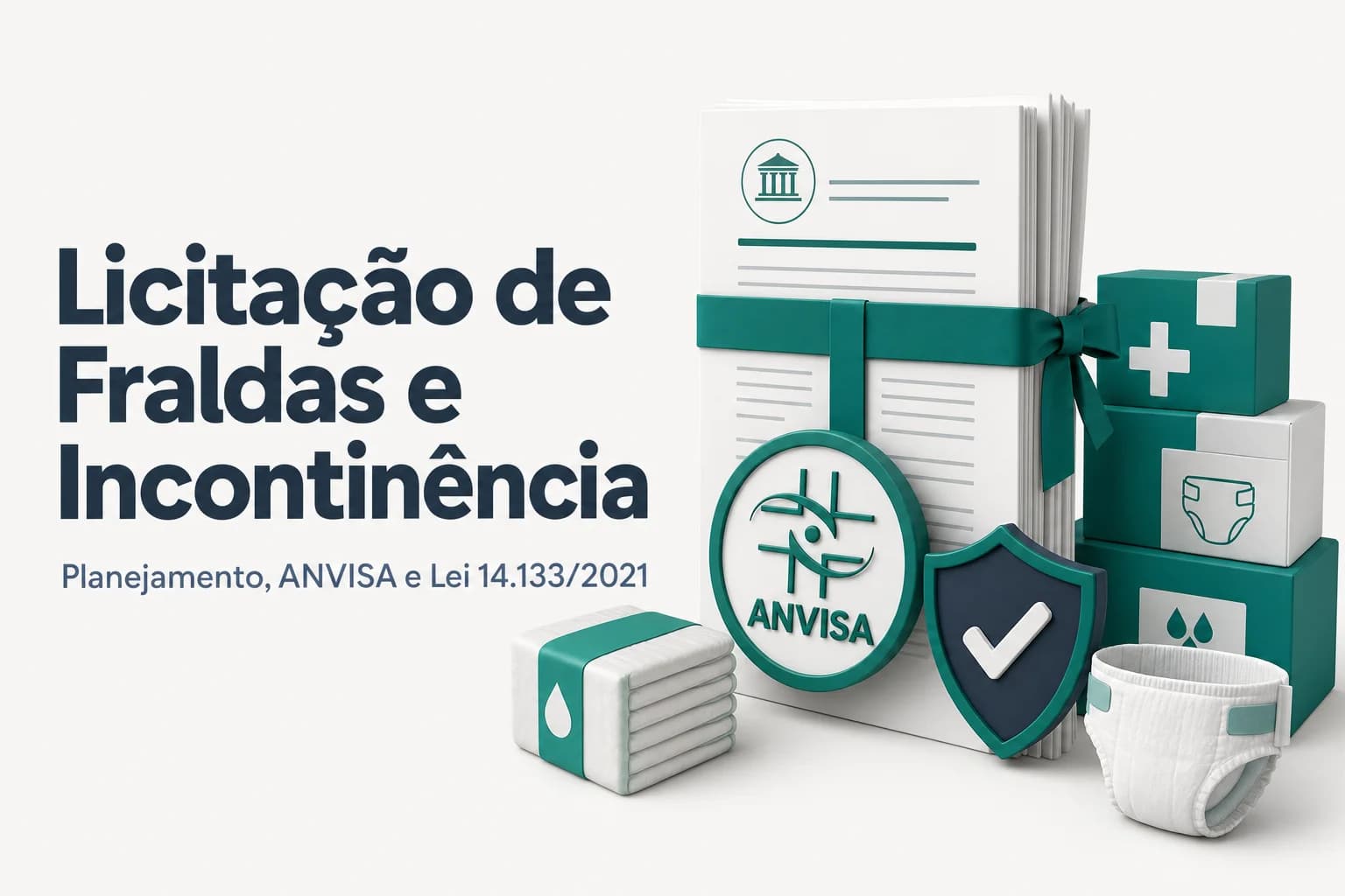 Guia sobre licitação de fraldas geriátricas e material de incontinência na administração pública.