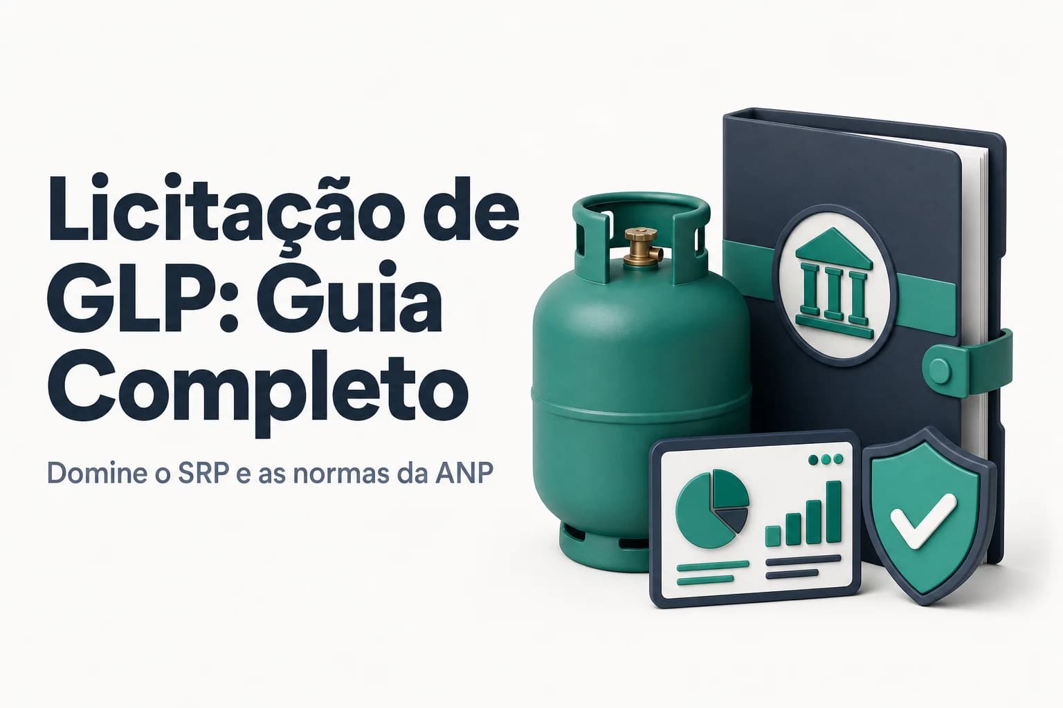 Cilindro de gás GLP ao lado de prédio escolar e hospitalar, ilustrando fornecimento para serviços essenciais