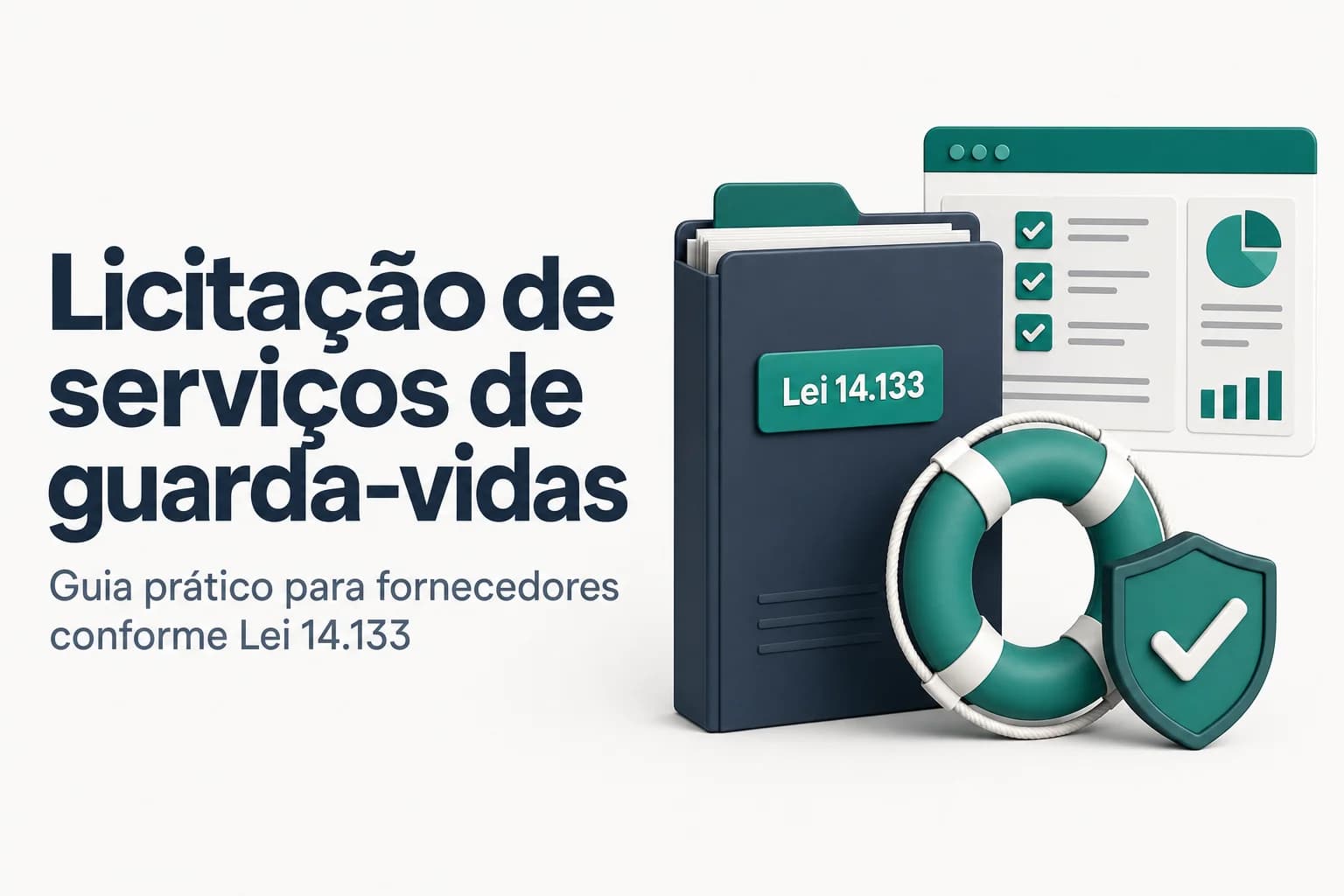 Guia prático de licitação para serviços de guarda-vidas em balneários públicos, com checklist de exigências.