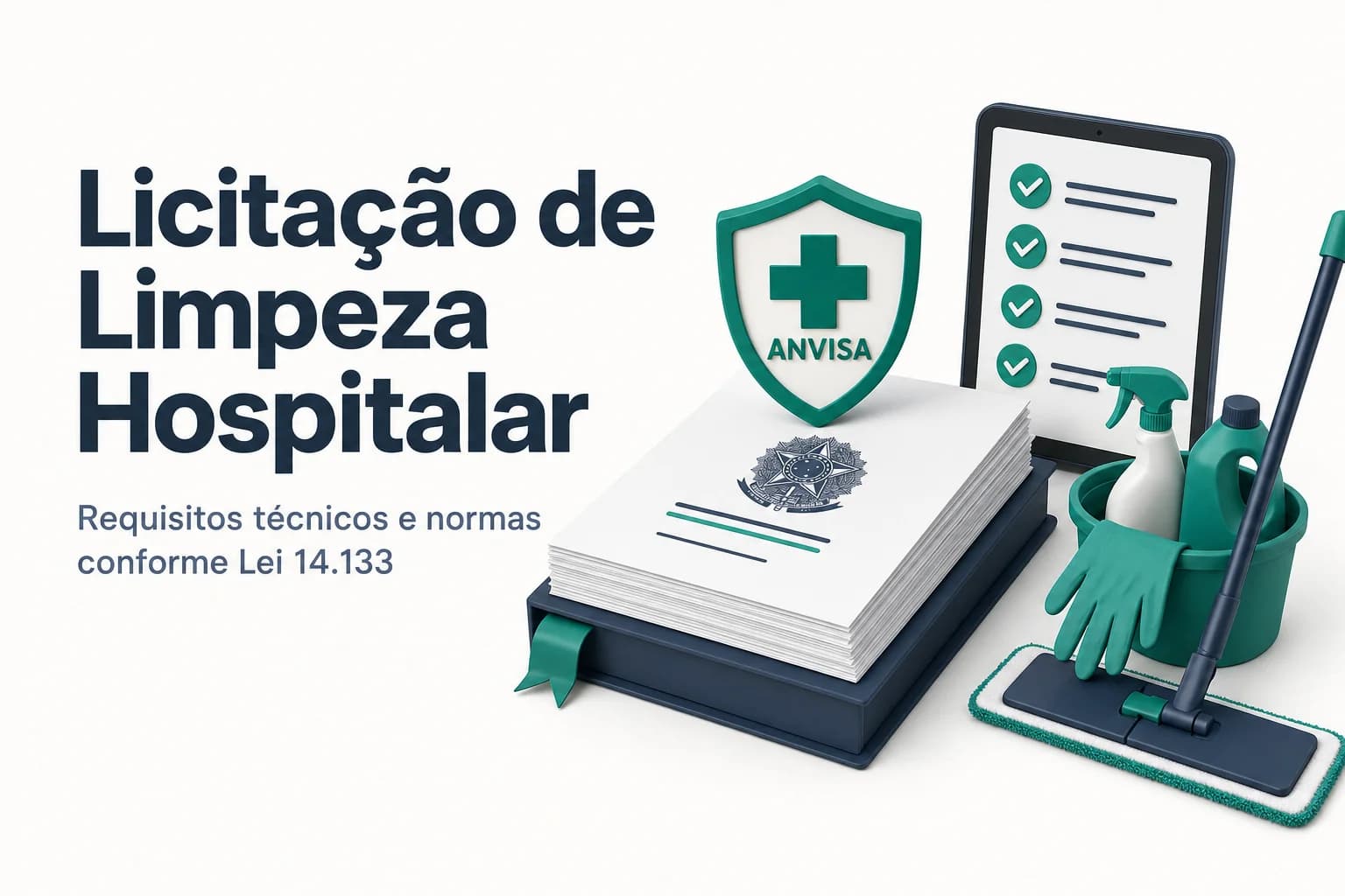 Guia de licitação para limpeza hospitalar com requisitos técnicos e jurídicos