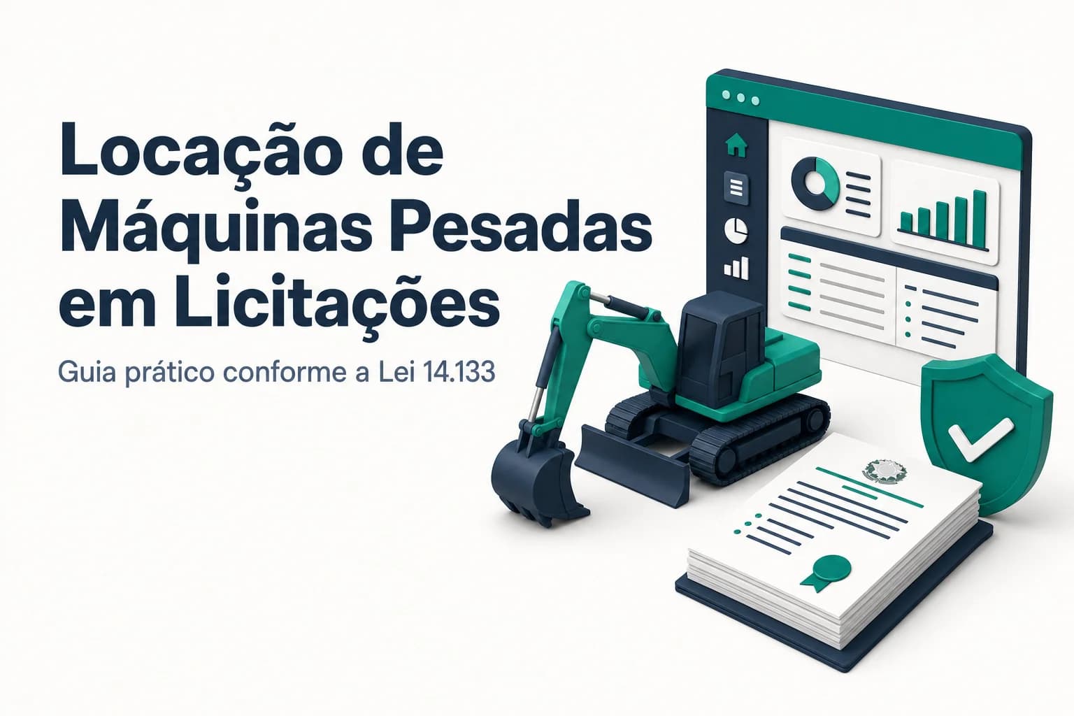 Máquinas pesadas como escavadeira e trator de esteira em canteiro de obras